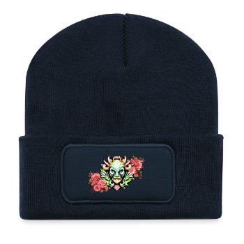 Mysterious colorful creature with flowers. - Recycled Patch Beanie - french navy - Front