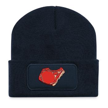 Steak Drawing - Recycled Patch Beanie - french navy - Front
