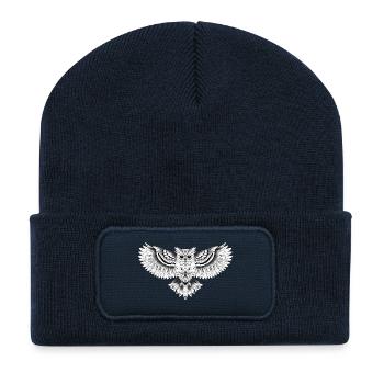 Eule dekorative Eule Zeichnung, - Recycelte Patch Beanie - French Navy - Vorne