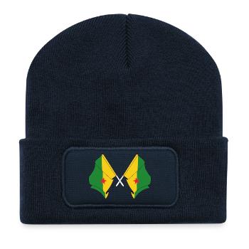 Deux drapeaux croisés de la Guyane - Beanie recyclé à patch - bleu marine - Devant