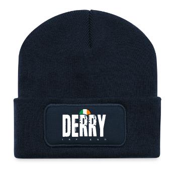 Derry Ireland Distressed Wordmark - Recycled Patch Beanie - french navy - Front