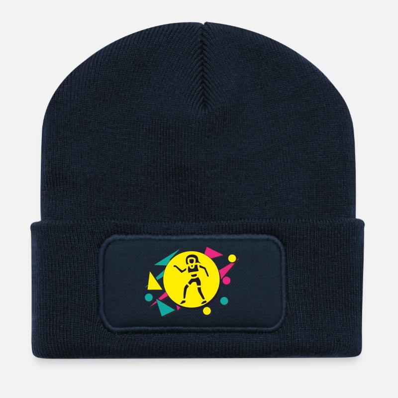 danseur des années 80 - Beanie recyclé à patch - bleu marine