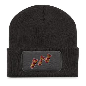 Atmosphère de bombe, contre la guerre et la violence - Beanie recyclé à patch - charbon - Devant