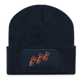 Bombenstimmung, gegen Krieg und Gewalt - Recycelte Patch Beanie - French Navy - Vorne