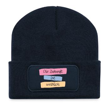Die Zukunft ist weiblich! - Recycelte Patch Beanie - French Navy - Vorne