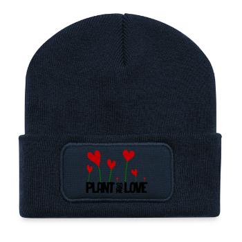 Herzengarten Rote Herzblumen - Recycelte Patch Beanie - French Navy - Vorne