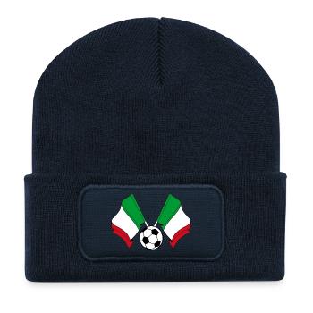 Two Italian Flags Football Italy - Recycled Patch Beanie - french navy - Front