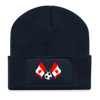 Zwei kanadische Flaggen Fußball Kanada - Recycelte Patch Beanie - French Navy - Vorne