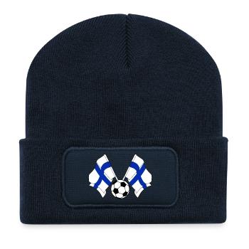 Deux drapeaux finlandais croisés, football Finlande - Beanie recyclé à patch - bleu marine - Devant