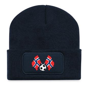 Deux drapeaux norvégiens croisés football Norvège - Beanie recyclé à patch - bleu marine - Devant