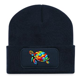 Tortue - Beanie recyclé à patch - bleu marine - Devant