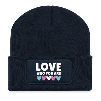 Transgenre. Aimez qui vous êtes - Beanie recyclé à patch - bleu marine - Devant