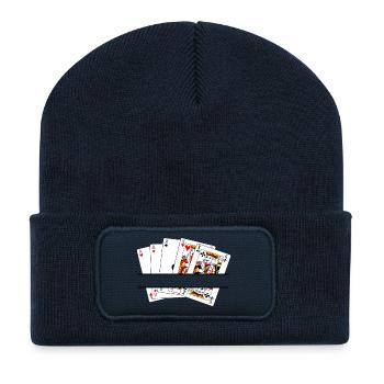 Bannière de texte complet de la maison - Beanie recyclé à patch - bleu marine - Devant