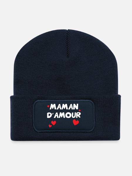 Maman d'Amour - Fête des Mères - Beanie recyclé à patch - bleu marine