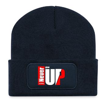 never give up - Recycelte Patch Beanie - French Navy - Vorne