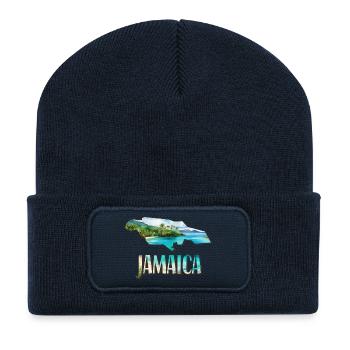 Carte à l’aquarelle de la Jamaïque - Beanie recyclé à patch - bleu marine - Devant