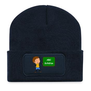 Einschulung ABC Schütze - Recycelte Patch Beanie - French Navy - Vorne