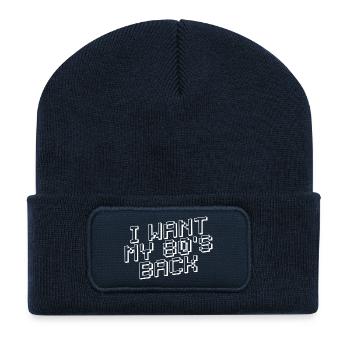 Je veux que mes années 80 reviennent dans les années 80 - Beanie recyclé à patch - bleu marine - Devant