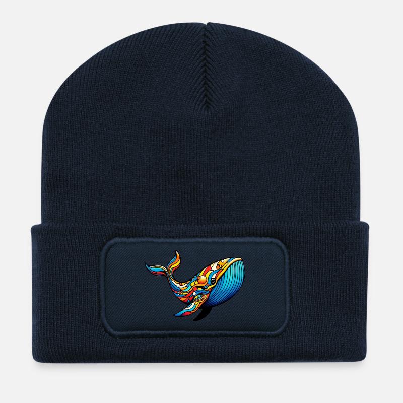Baleine - Beanie recyclé à patch - bleu marine