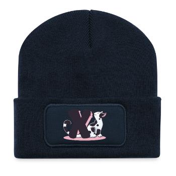 Katze Buchstabe X - Recycelte Patch Beanie - French Navy - Vorne