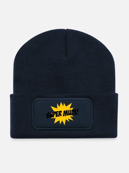 Super Mom - Mother's Day - Recycled Patch Beanie - french navy