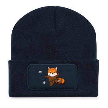 Panda mignon fait du Kung Fu - Beanie recyclé à patch - bleu marine - Devant