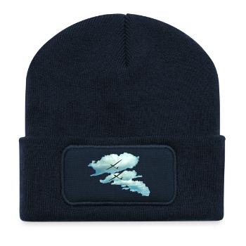 Wolkenstraße Segelflieger Segelflugzeug Geschenk - Recycelte Patch Beanie - French Navy - Vorne
