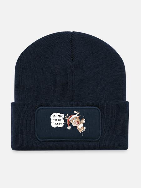 Rentier Weihnachten Spruch - Recycelte Patch Beanie - French Navy