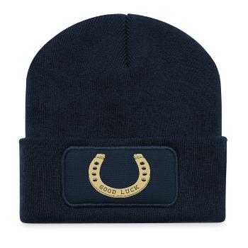 Fer à cheval cool pour les jours de chance - Beanie recyclé à patch - bleu marine - Devant