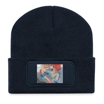 Guitare bleue - Beanie recyclé à patch - bleu marine - Devant