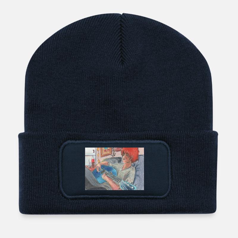 Blaue Gitarre - Recycelte Patch Beanie - French Navy