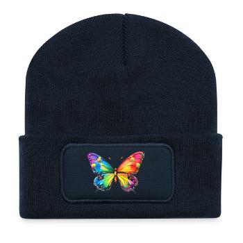 Papillon Arc-en-ciel - Beanie recyclé à patch - bleu marine - Devant