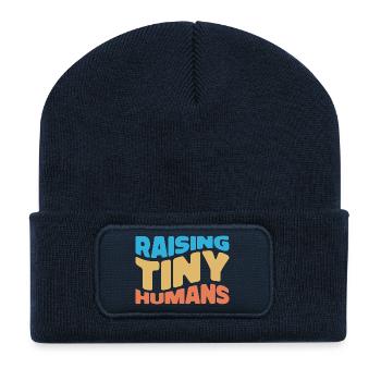Raising Tiny Humans – Eltern-Alltag mit Humor - Recycelte Patch Beanie - French Navy - Vorne