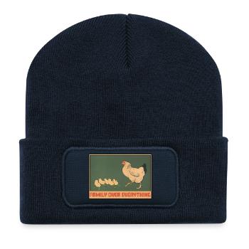 Chicken Family - Family First Design - Recycled Patch Beanie - french navy - Front