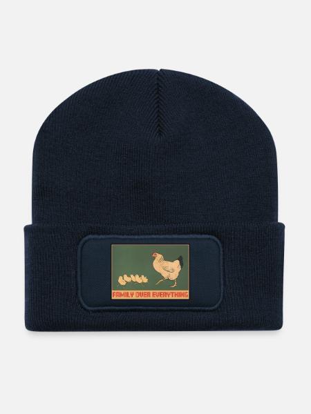 Hühnerfamilie - Family First Design - Recycelte Patch Beanie - French Navy