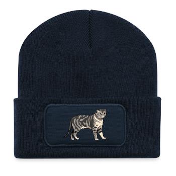 Scottisch Fold - Cat Pet Design - Recycelte Patch Beanie - French Navy - Vorne
