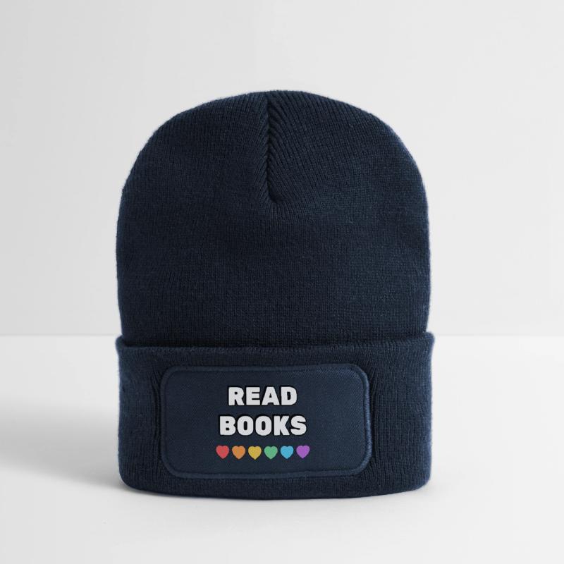 Read Books Rainbow Hearts Recycled Patch Beanie
