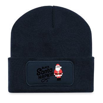 Black Santa Napkin - Recycled Patch Beanie - french navy - Front