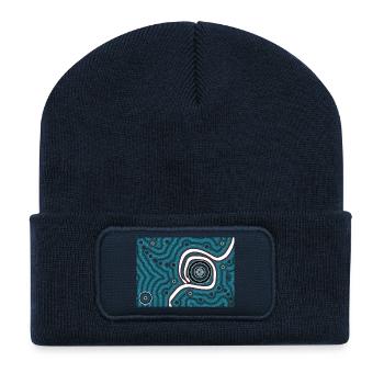Au milieu de nulle part - à travers - Beanie recyclé à patch - bleu marine - Devant