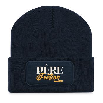 Fête des Pères idée Cadeau Papa Père - Beanie recyclé à patch - bleu marine - Devant