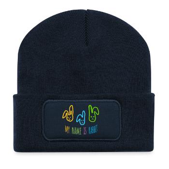 Mein Name ist Hase - my name is rabbit - Recycelte Patch Beanie - French Navy - Vorne