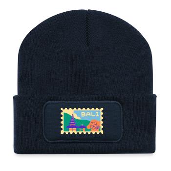 Dessin animé d’INDONET à Bali - Beanie recyclé à patch - bleu marine - Devant