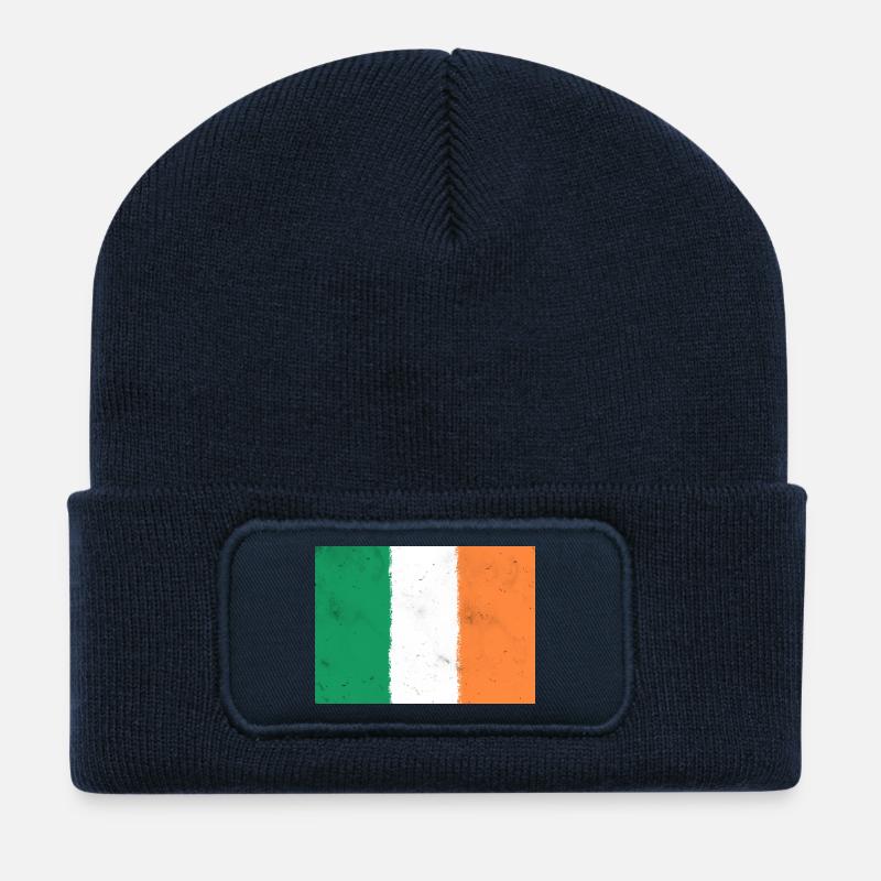 Flagge von Irland - Recycelte Patch Beanie - French Navy