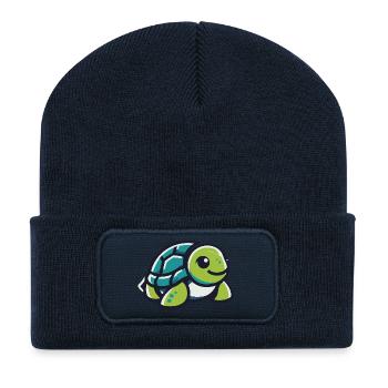 Tortue verte - Beanie recyclé à patch - bleu marine - Devant