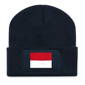 Drapeau de Monaco - Beanie recyclé à patch - bleu marine - Devant