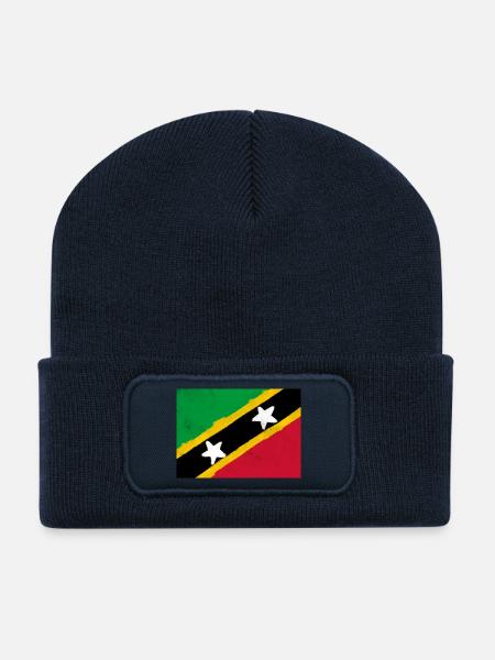 Flag of Saint Kitts and Nevis - Recycled Patch Beanie - french navy