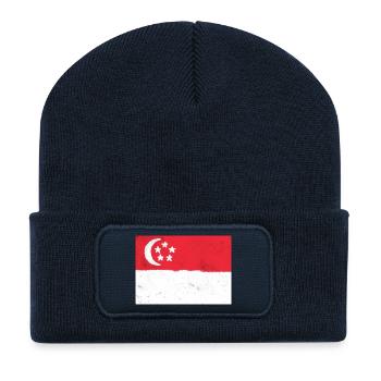 Flagge von Singapur - Recycelte Patch Beanie - French Navy - Vorne