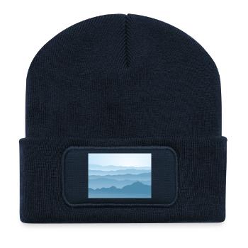 Berge in Blau - Recycelte Patch Beanie - French Navy - Vorne