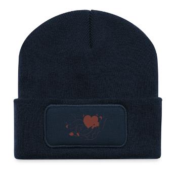Des mains avec du cœur - Beanie recyclé à patch - bleu marine - Devant