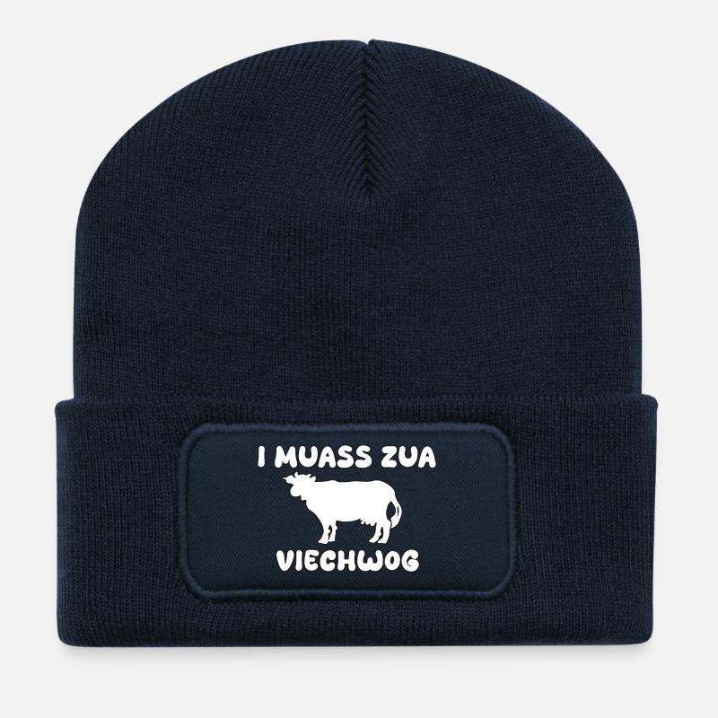 Kua viech vieh lustiger Spruch - Recycelte Patch Beanie - French Navy